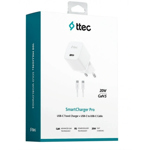 TTEC 2TC20CB 20W PD Adaptör ve TYPE C-Lightning  , 3A 120cm 60W Kablo Beyaz