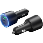 Vention 100W 3 Portlu C+C+A (100W+30W+18W) LED aydınlatmalı Laptop Şarj Edebilen Yüksek Hızlı Araç Şarj Cihazı Siyah