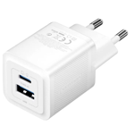 Vention 30W GaN Çift Çıkışlı (USB-C 30W USB-A 30W) iPhone Uyumlu Hızlı Şarj Adaptörü Beyaz