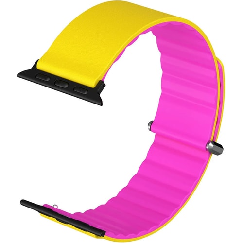 Benetton Universal Akıllı Saat Kordonu Yellow/Pink  (Apple / Xiaomi / Huawei / Samsung / Imiki Uyumlu)