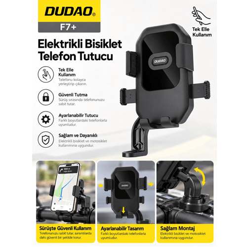 Dudao F7+ Motorsiklet ve  Bisiklet Telefon Tutucu Siyah